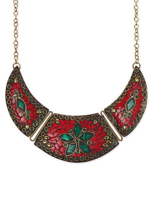 lass vogue red and golden enamel necklace - 13393425 - Very Small Image - 1