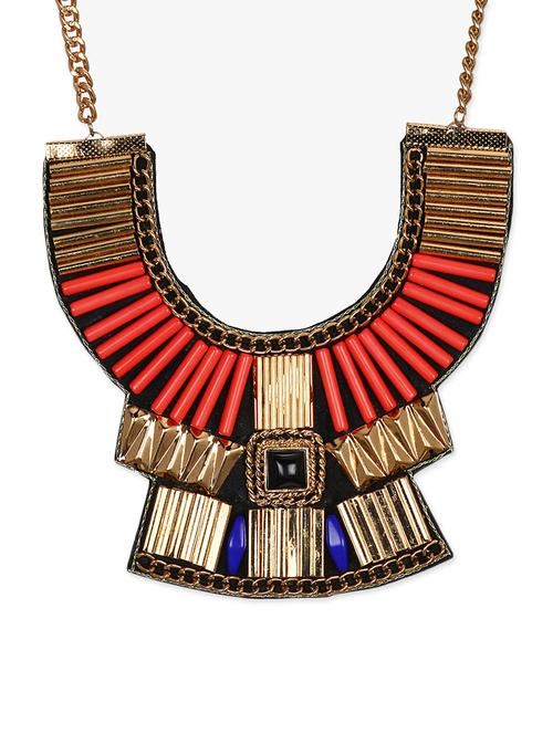 lass vogue golden tribal statement necklace - 13393506 - Very Small Image - 1