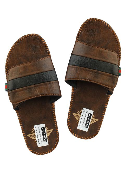 brown leatherette slip on slipper - 13394448 - Very Small Image - 1