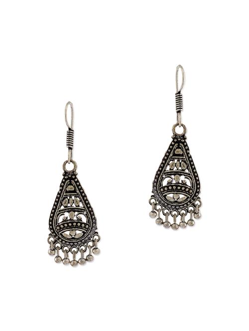 silver oxidized drop earrings - 13394800 - Very Small Image - 1