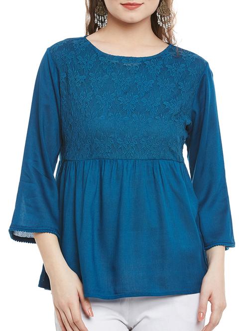 round neck self design top - 13395126 - Very Small Image - 1