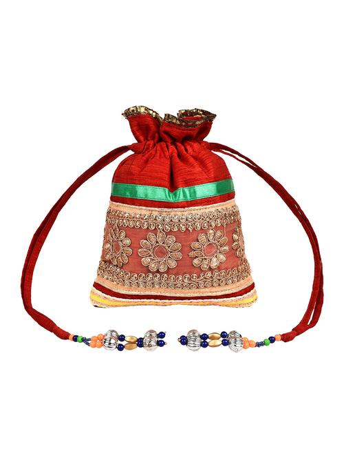 red cotton polyester blend ethnic potli - 13395312 - Very Small Image - 1