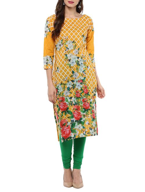 multi coloured cotton printed straight kurta - 13397556 - Very Small Image - 1
