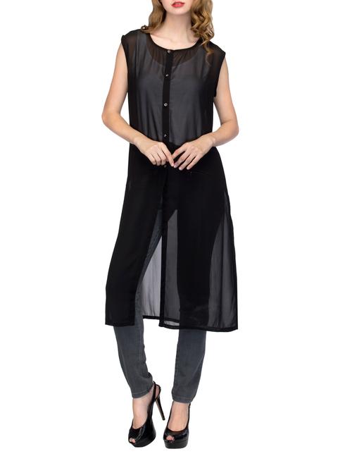 solid black georgette tunic - 13399160 - Very Small Image - 1