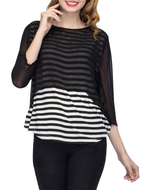 round neck striped layered top - 13399185 - Very Small Image - 1