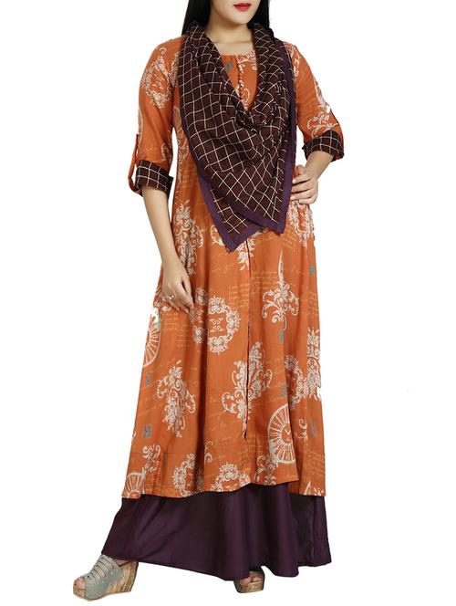 orange rayon anarkali - 13399206 - Very Small Image - 1