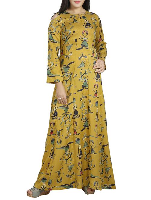 yellow modal printed anarkali - 13399230 - Very Small Image - 1