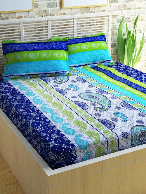 story @ home 120 tc 100% cotton blue 1 double bedsheet with 2 pillow covers - 13406505 - Very Small Image - 1