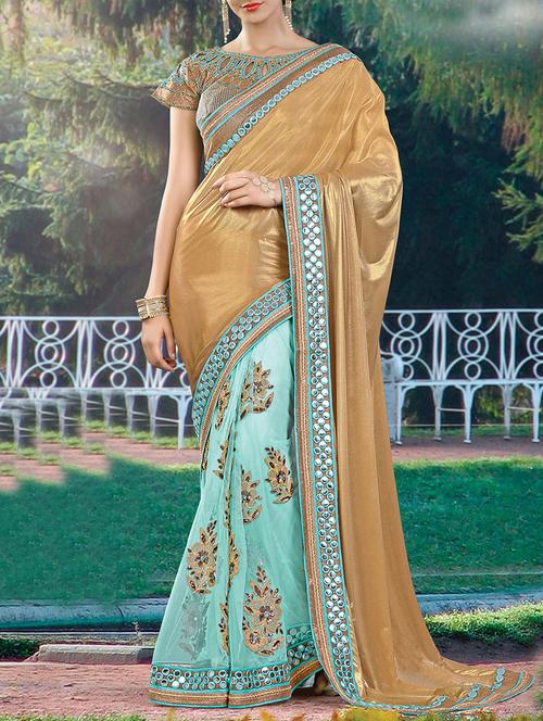 floral half and half saree with blouse - 13407160 - Very Small Image - 1