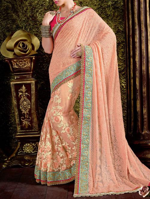 floral embroidered saree with blouse - 13407177 - Very Small Image - 1