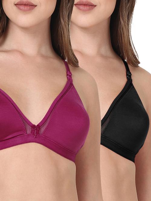 set of 2 multicolored cotton regular bras - 13409152 - Very Small Image - 1