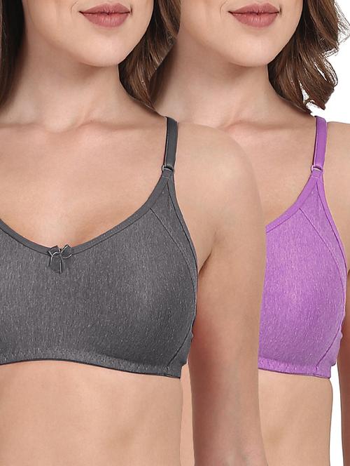 set of 2 multicolored cotton regular bras - 13409161 - Very Small Image - 1