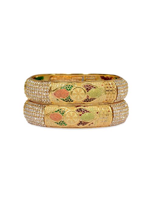 traditional designer original look golden bangles - 13410658 - Very Small Image - 1