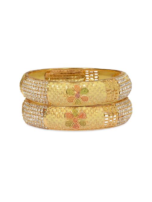 traditional designer original look golden bangles - 13410662 - Very Small Image - 1