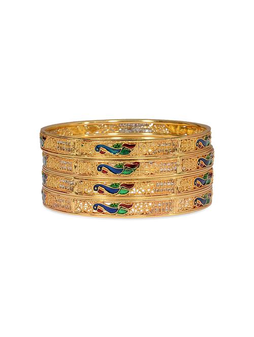 traditional designer original look golden bangles - 13410672 - Very Small Image - 1