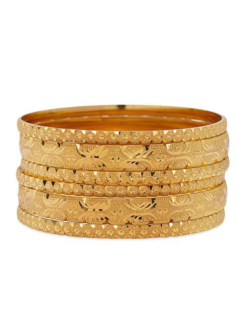 traditional designer original look golden bangles - 13410688 - Very Small Image - 1
