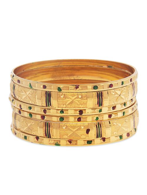 traditional designer original look golden bangles - 13410689 - Very Small Image - 1