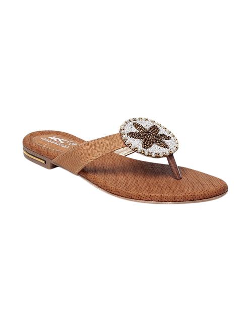 brown faux leather toe separator sandals - 13410819 - Very Small Image - 1