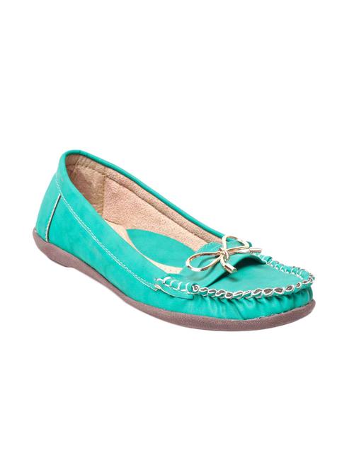 turquoise faux leather slip on moccasins - 13410890 - Very Small Image - 1