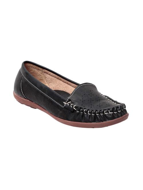 black faux leather slip on loafers - 13410891 - Very Small Image - 1