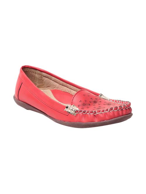 red faux leather slip on loafers - 13410908 - Very Small Image - 1
