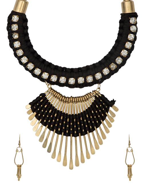 black cotton tribal necklace - 13411145 - Very Small Image - 1