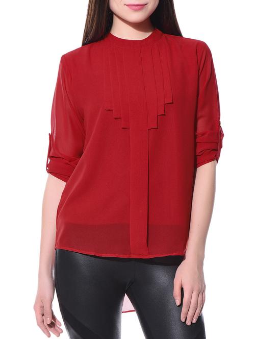 maroon georgette regular top - 13411328 - Very Small Image - 1