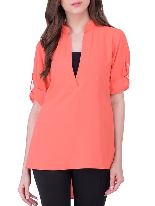 peach crepe regular top - 13411335 - Very Small Image - 1