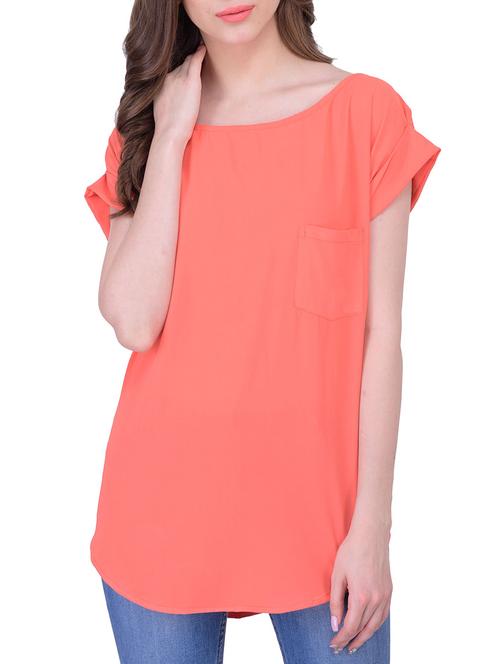 orange crepe regular top - 13411336 - Very Small Image - 1