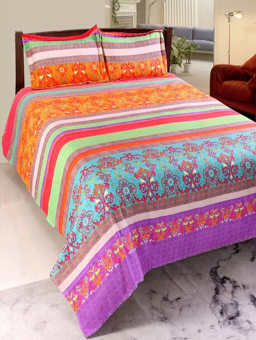 welhouse india cotton 3d 1 double bedsheet with 2 pillow covers - 13411449 - Very Small Image - 1