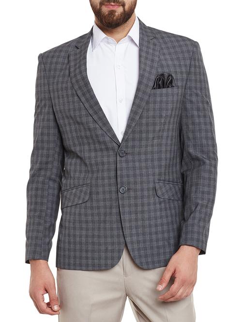 grey wool & polyester blend casual blazer - 13412862 - Very Small Image - 1