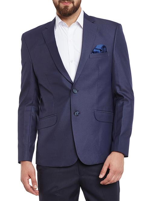 navy blue wool & polyester blend casual blazer - 13412864 - Very Small Image - 1