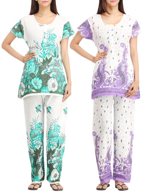 combo of 2 multicolored pyjama nightwear set - 13416403 - Very Small Image - 1