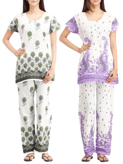 combo of 2 multicolored pyjama nightwear set - 13416405 - Very Small Image - 1