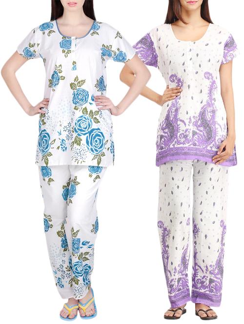 combo of 2 multicolored pyjama nightwear set - 13416407 - Very Small Image - 1