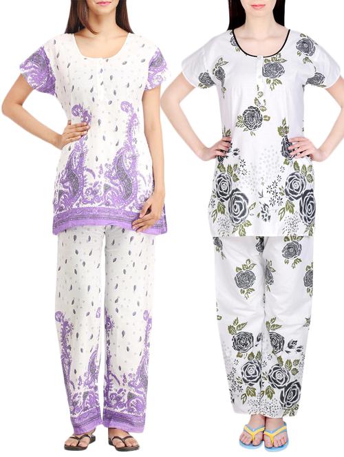 combo of 2 multicolored pyjama nightwear set - 13416408 - Very Small Image - 1