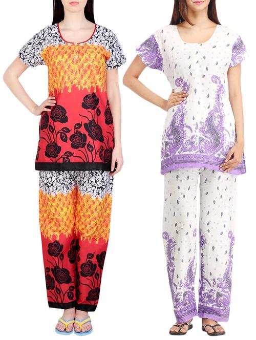 combo of 2 multicolored pyjama nightwear set - 13416410 - Very Small Image - 1