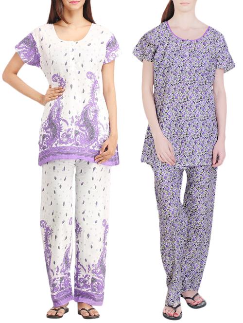 combo of 2 multicolored pyjama nightwear set - 13416424 - Very Small Image - 1