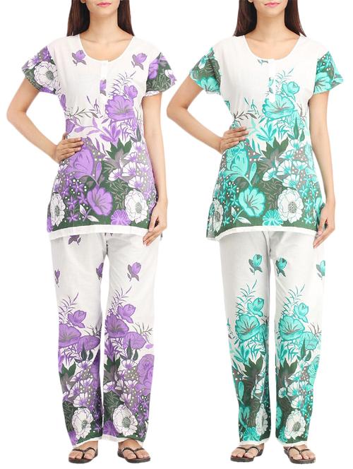 combo of 2 multicolored pyjama nightwear set - 13416428 - Very Small Image - 1