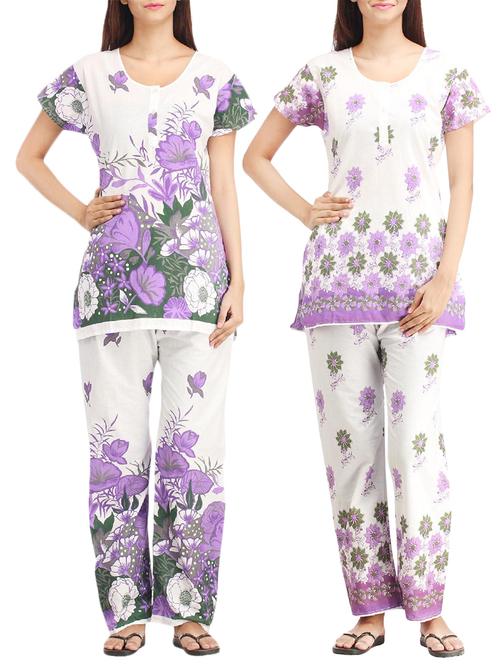combo of 2 multicolored pyjama nightwear set - 13416429 - Very Small Image - 1