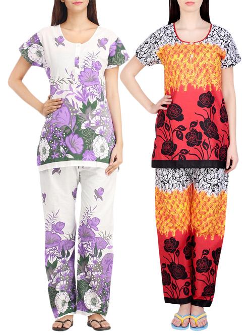 combo of 2 multicolored pyjama nightwear set - 13416435 - Very Small Image - 1