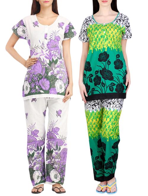 combo of 2 multicolored pyjama nightwear set - 13416437 - Very Small Image - 1