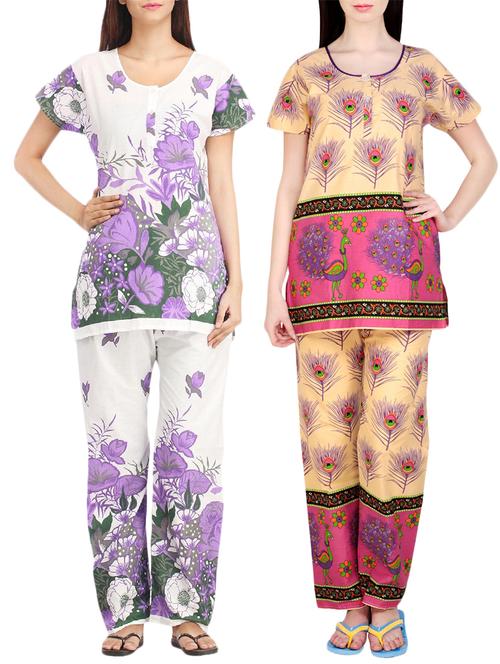 combo of 2 multicolored pyjama nightwear set - 13416439 - Very Small Image - 1