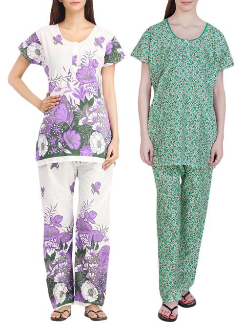 combo of 2 multicolored pyjama nightwear set - 13416447 - Very Small Image - 1
