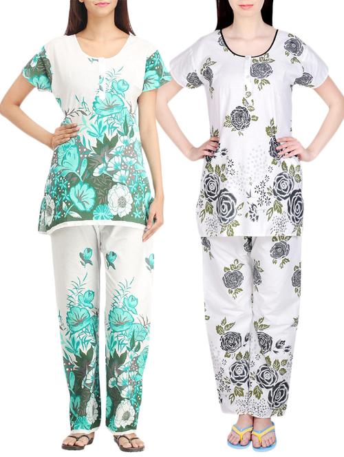combo of 2 multicolored pyjama nightwear set - 13416458 - Very Small Image - 1
