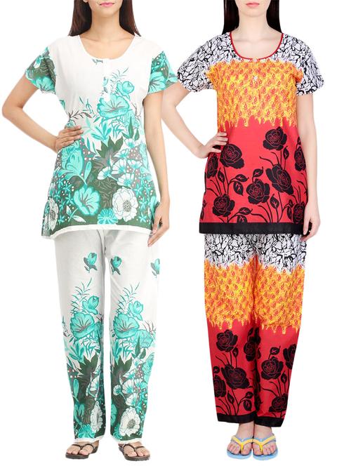 combo of 2 multicolored pyjama nightwear set - 13416460 - Very Small Image - 1