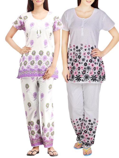 combo of 2 multicolored pyjama nightwear set - 13416481 - Very Small Image - 1