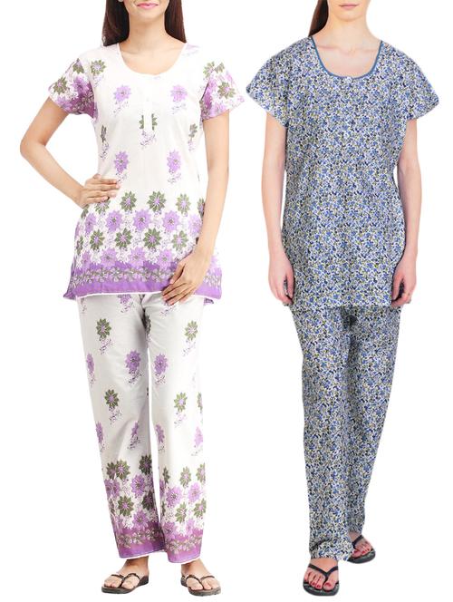 combo of 2 multicolored pyjama nightwear set - 13416496 - Very Small Image - 1
