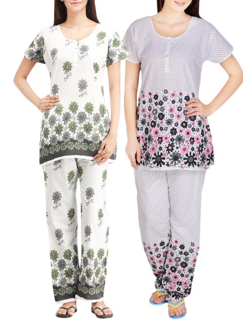 combo of 2 multicolored pyjama nightwear set - 13416506 - Very Small Image - 1