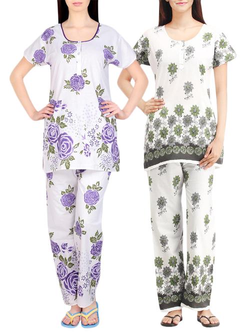 combo of 2 multicolored pyjama nightwear set - 13416509 - Very Small Image - 1